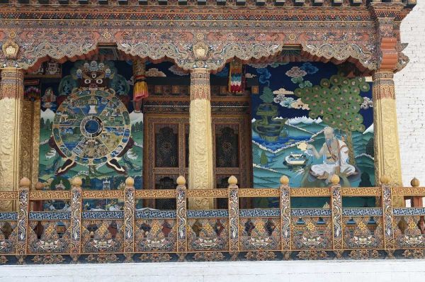 Bhutan Detailed woodwork at Punakha Dzong palace